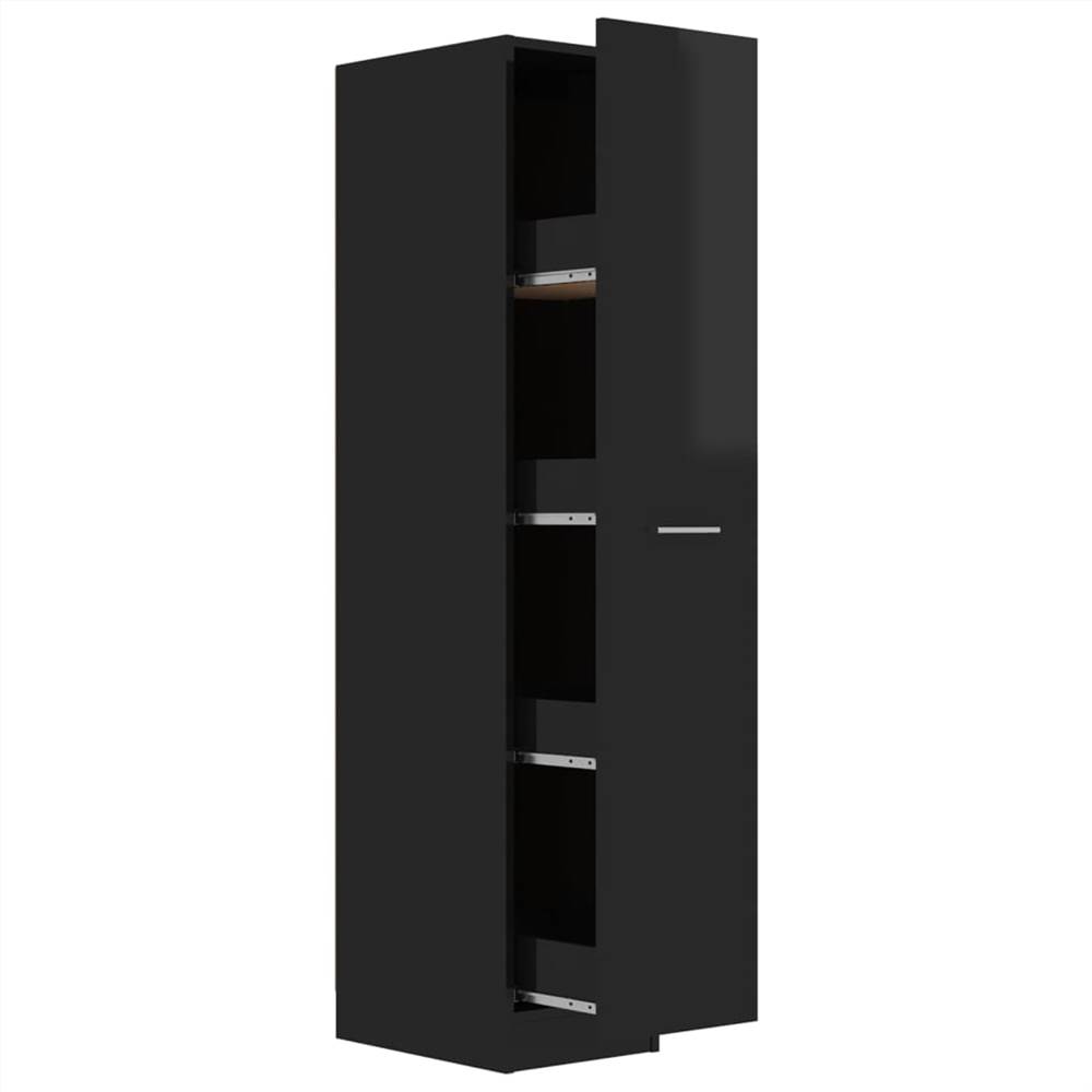 Apothecary Cabinet High Gloss Black 30x42.5x150 cm Chipboard