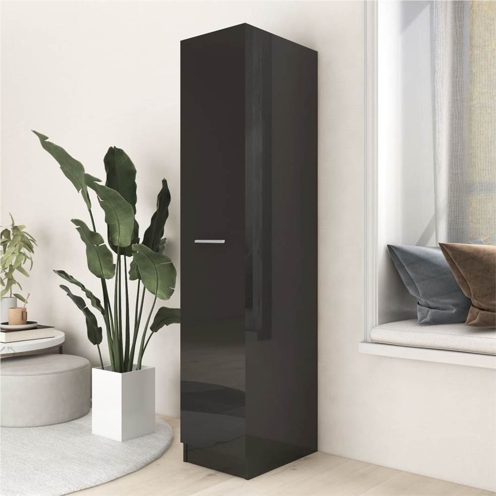 Apothecary Cabinet High Gloss Black 30x42.5x150 cm Chipboard