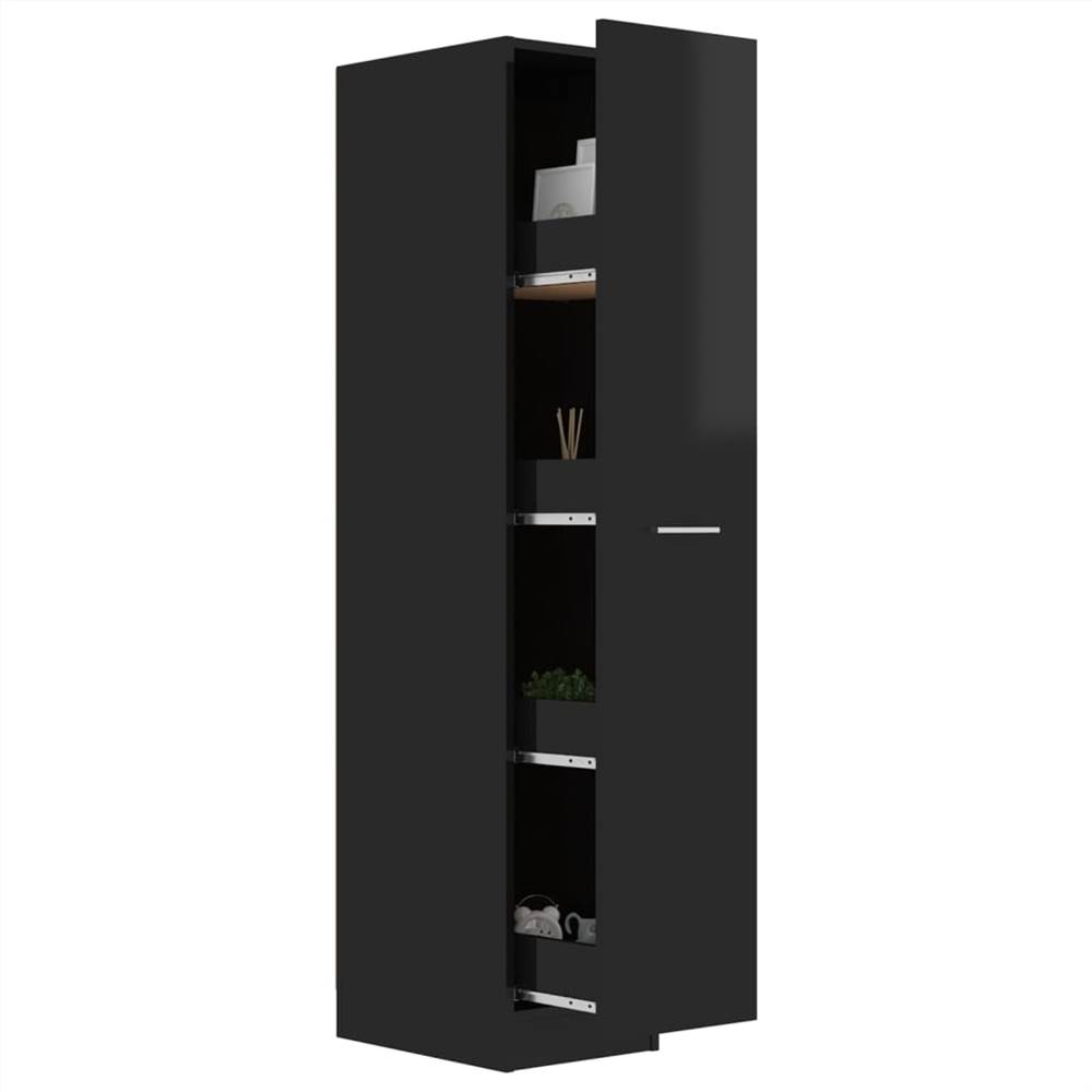 Apothecary Cabinet High Gloss Black 30x42.5x150 cm Chipboard