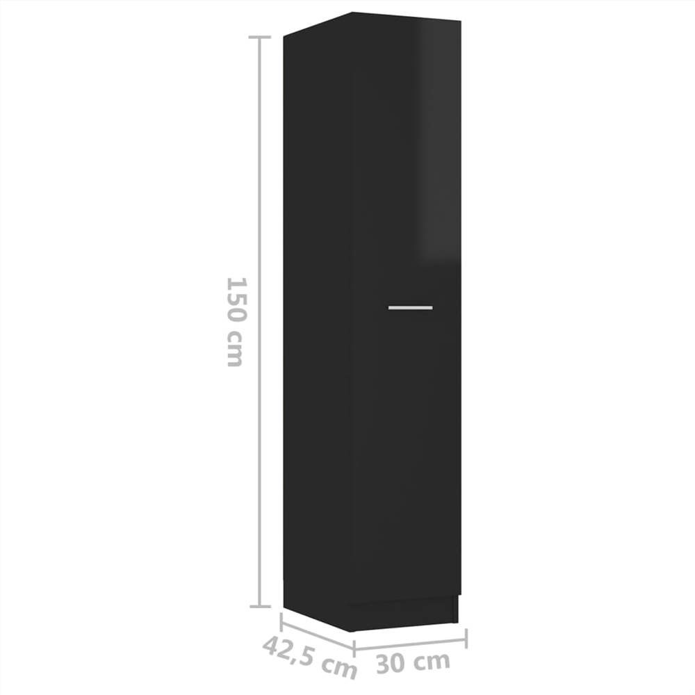 Apothecary Cabinet High Gloss Black 30x42.5x150 cm Chipboard