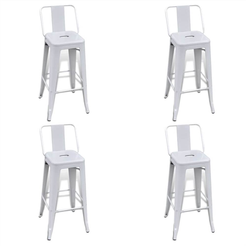Bar Stools 4 pcs White Steel