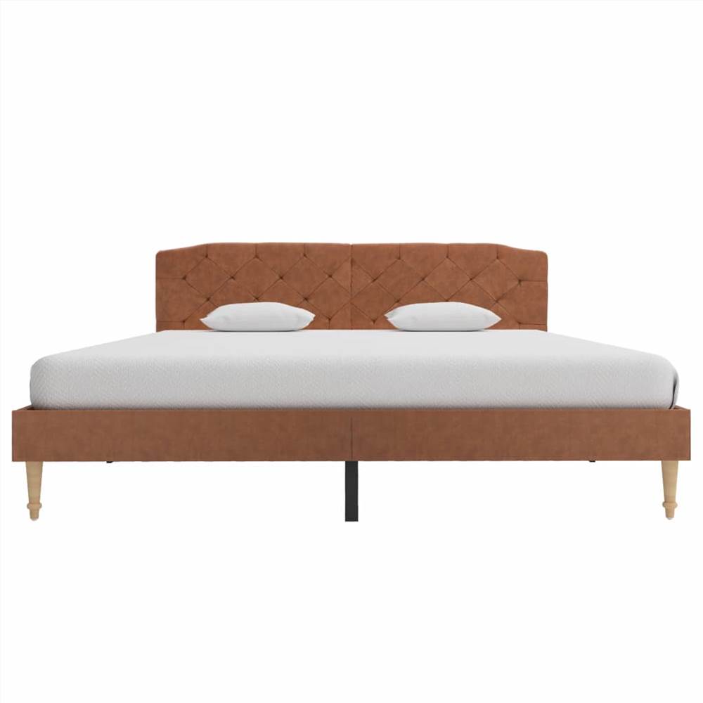 Bed Frame Brown Fabric 150x200 cm