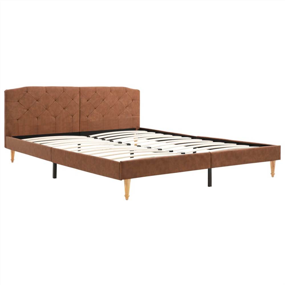Bed Frame Brown Fabric 150x200 cm