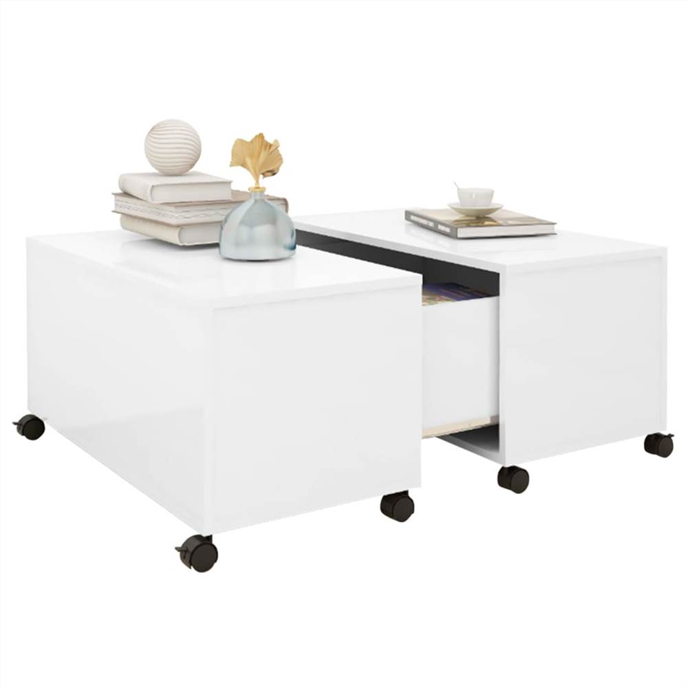 Coffee Table High Gloss White 75x75x38 cm Chipboard