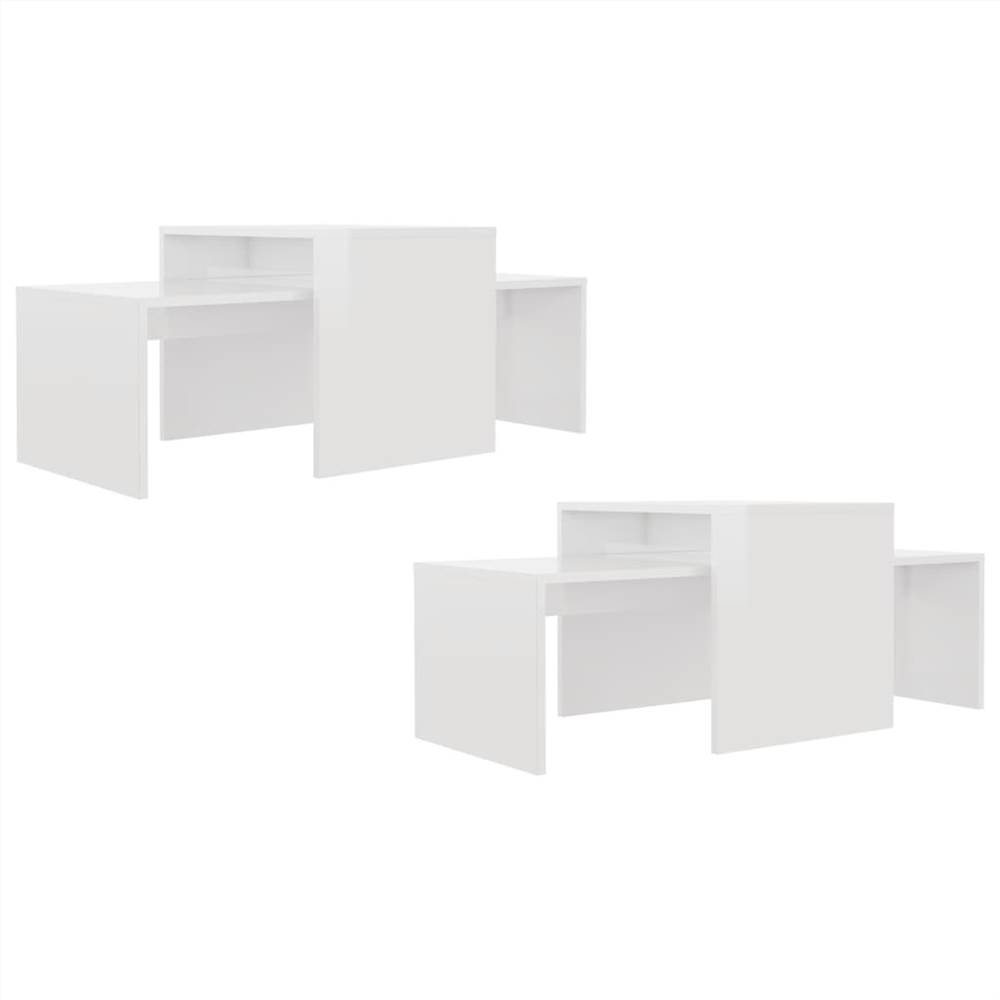 Coffee Table Set High Gloss White 100x48x40 cm Chipboard
