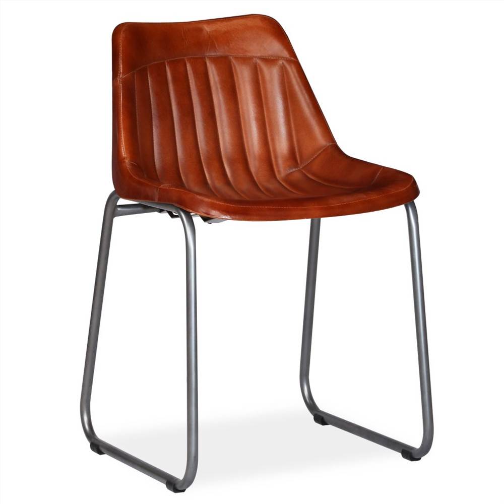 Dining Chairs 6 pcs Brown Real Leather