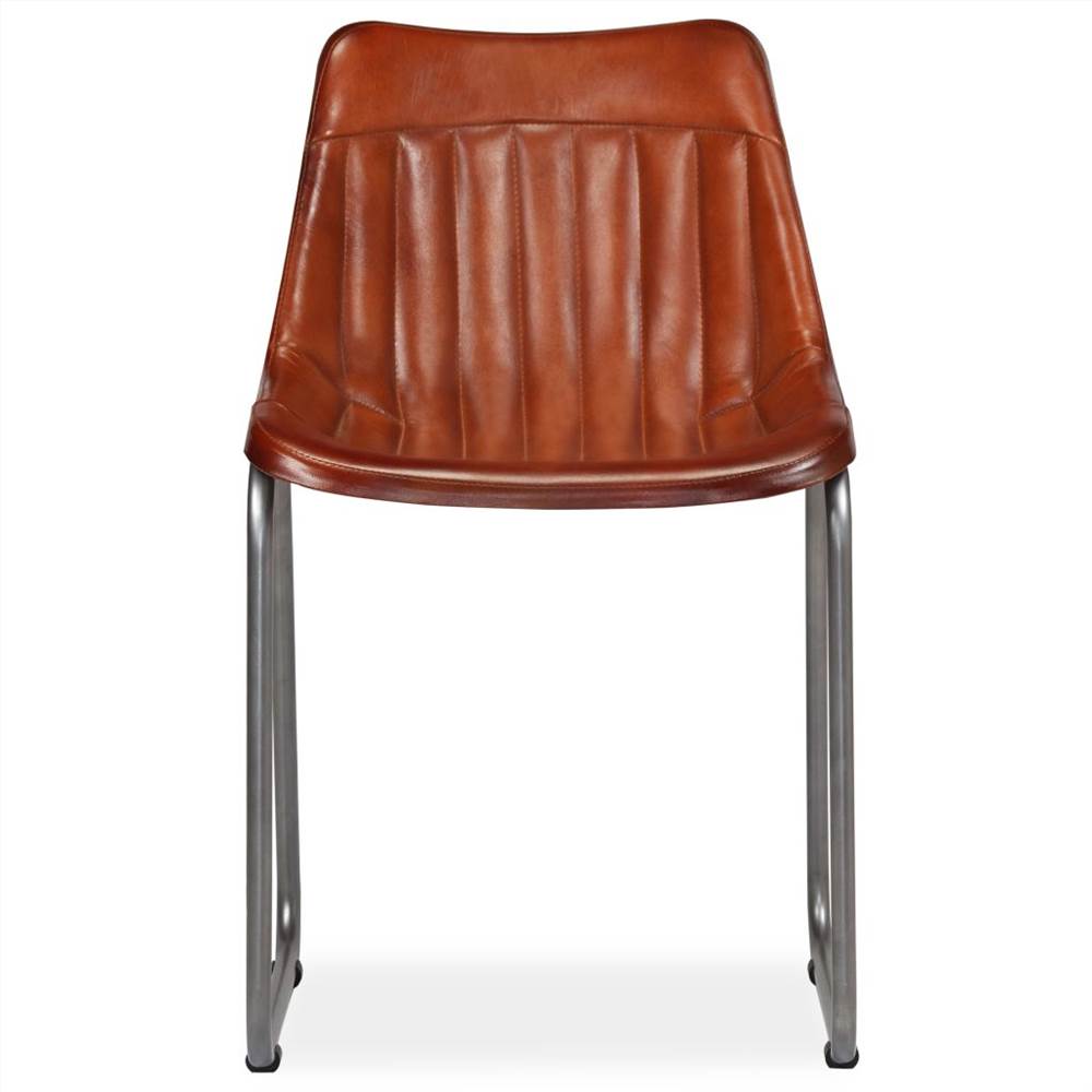 Dining Chairs 6 pcs Brown Real Leather