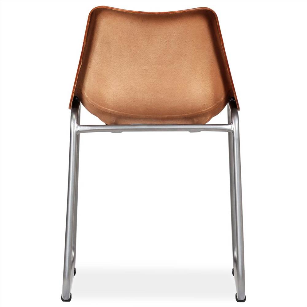Dining Chairs 6 pcs Brown Real Leather