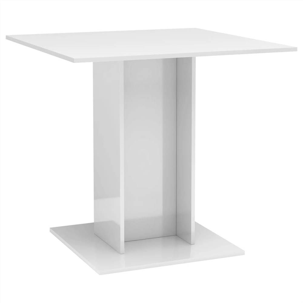 Dining Table High Gloss White 80x80x75 cm Chipboard