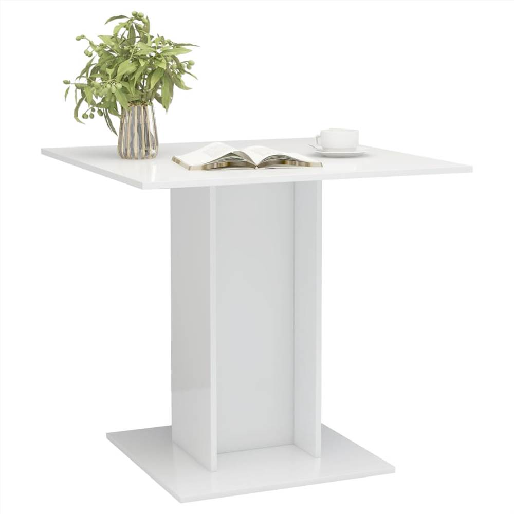 Dining Table High Gloss White 80x80x75 cm Chipboard
