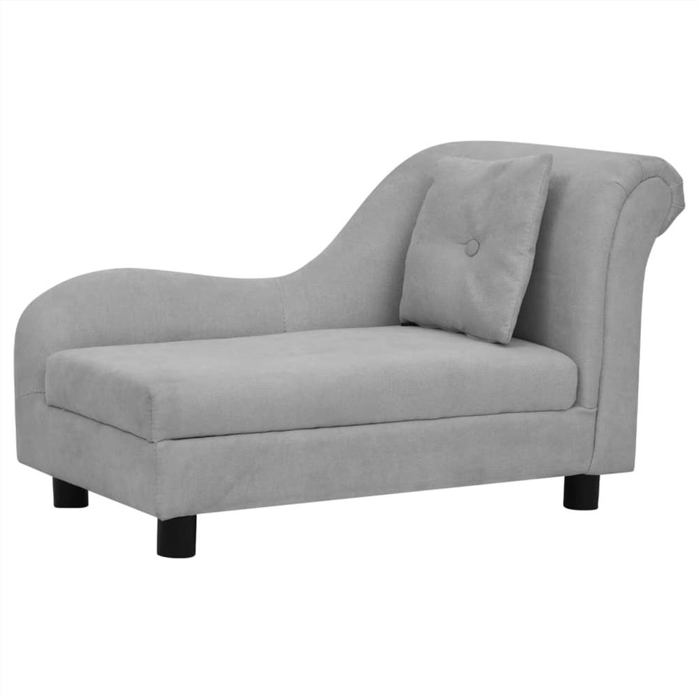 Dog Sofa with Pillow Grey 83x44x44 cm Plush