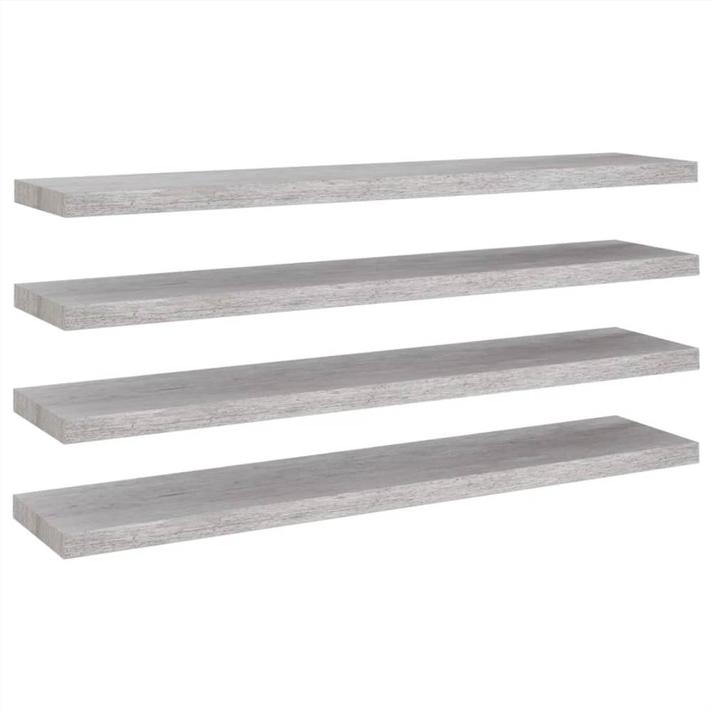 Floating Wall Shelves 4 pcs Concrete Grey 120x23.5x3.8 cm MDF