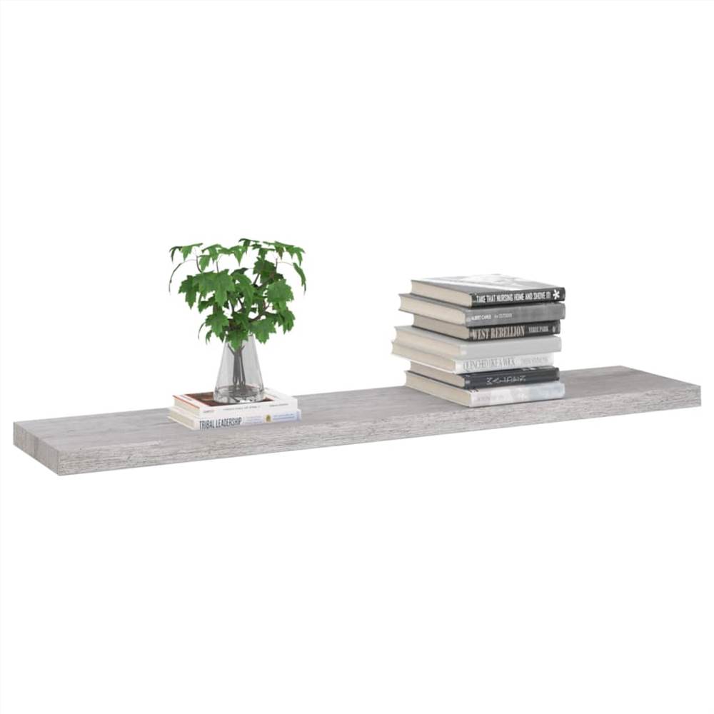 Floating Wall Shelves 4 pcs Concrete Grey 120x23.5x3.8 cm MDF