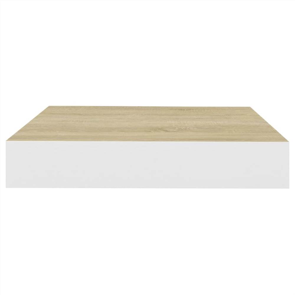 Floating Wall Shelves 4 pcs Oak and White 23x23.5x3.8 cm MDF