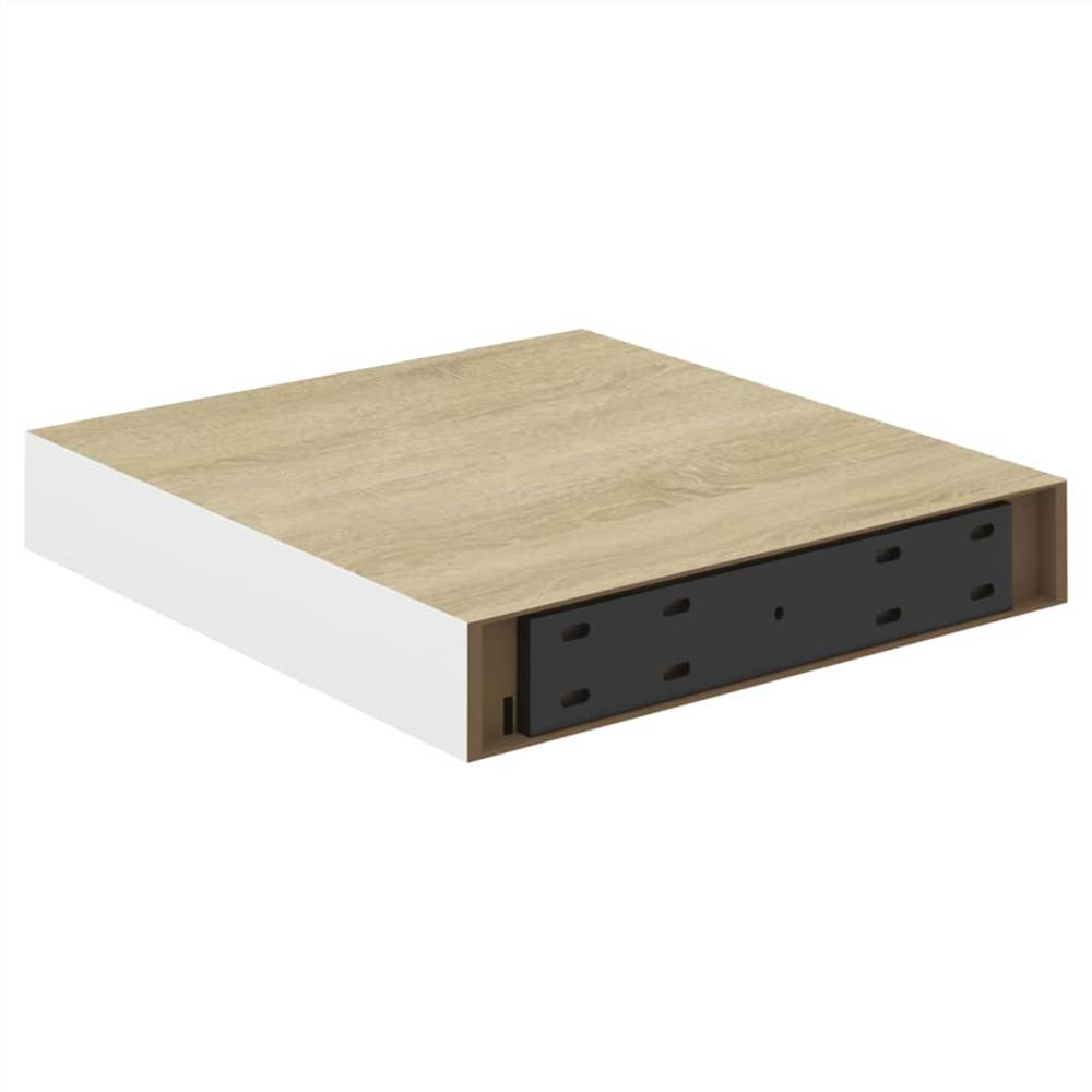 Floating Wall Shelves 4 pcs Oak and White 23x23.5x3.8 cm MDF