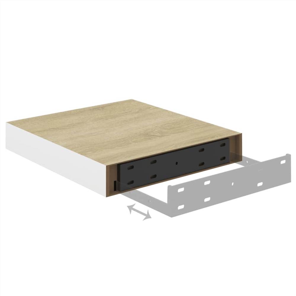 Floating Wall Shelves 4 pcs Oak and White 23x23.5x3.8 cm MDF