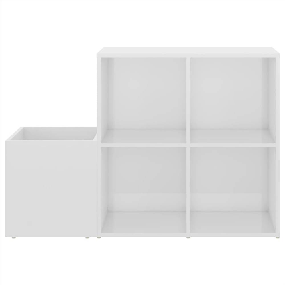 Hall Shoe Cabinet High Gloss White 105x35.5x70 cm Chipboard