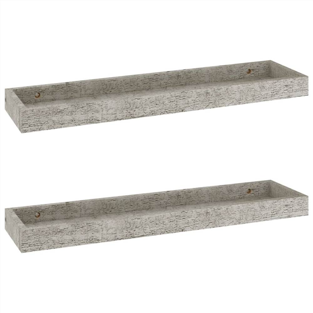 Loggia Wall Shelves 2 pcs Concrete Grey 60x15x4 cm MDF