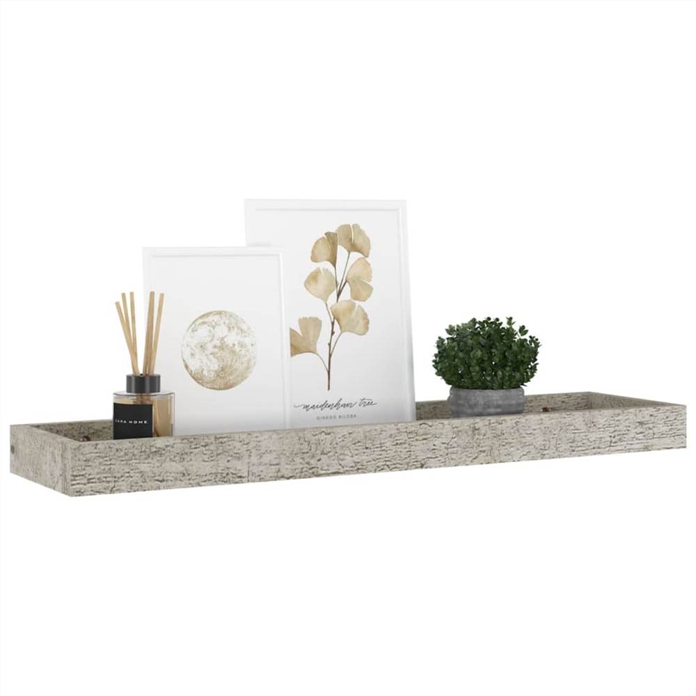 Loggia Wall Shelves 2 pcs Concrete Grey 60x15x4 cm MDF