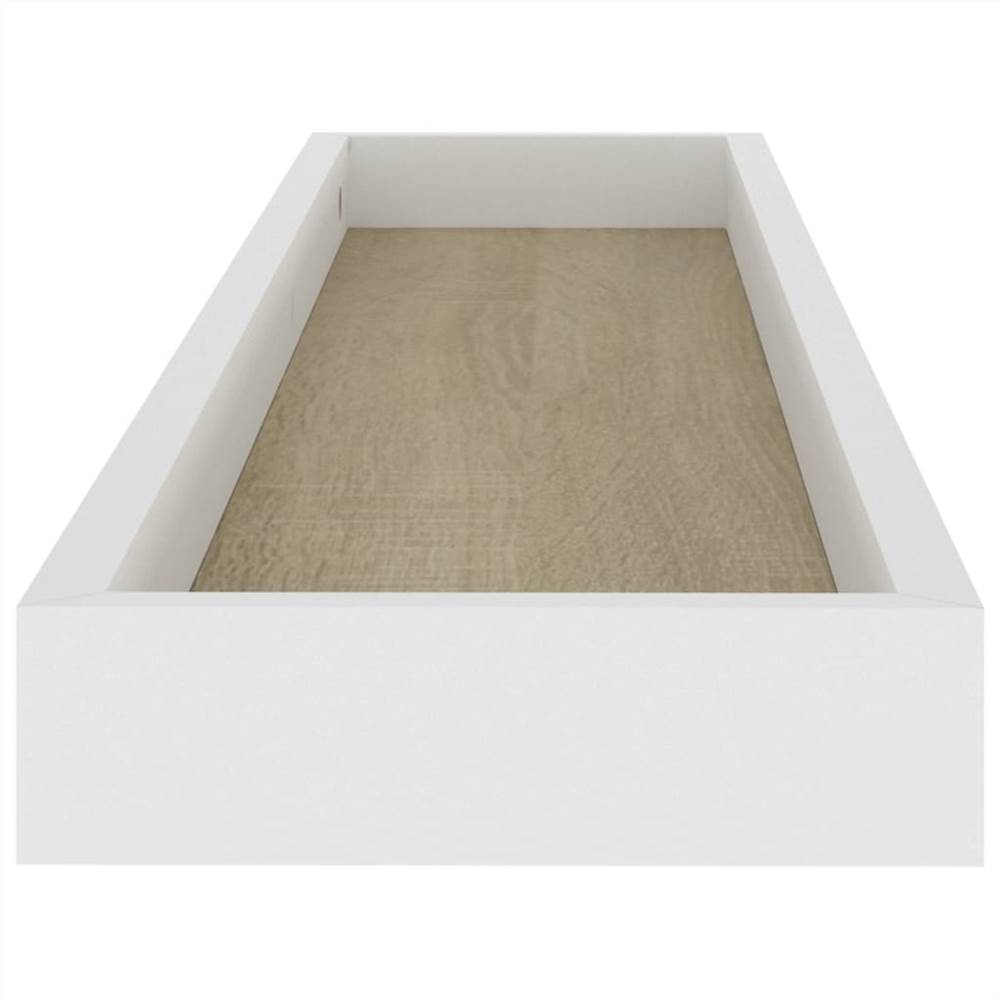 Loggia Wall Shelves 2 pcs Oak and White 80x15x4 cm MDF