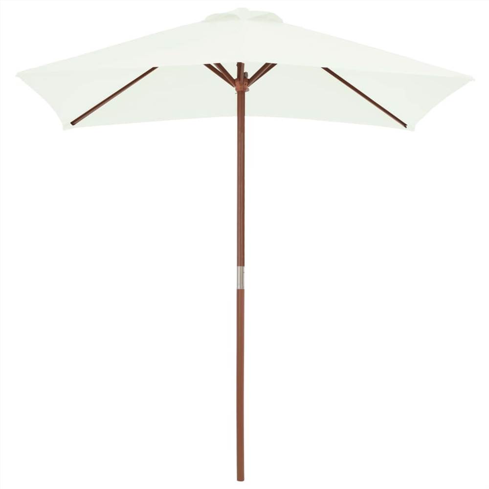 Outdoor Parasol with Wooden Pole 150x200 cm Sand