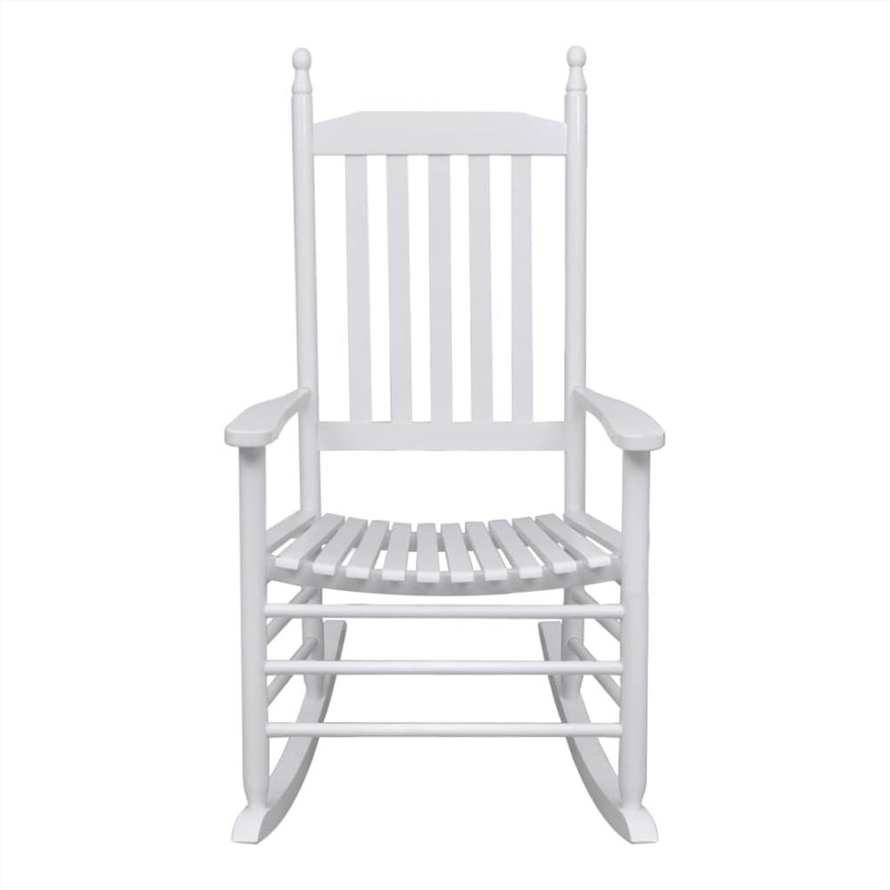 Rocking Chair with Curved Seat White Wood