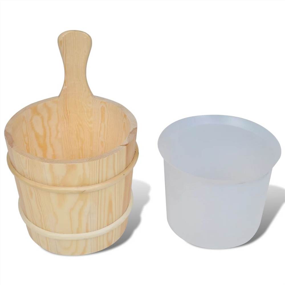 Sauna Accessories 5 Pieces Bucket Spoon Hourglass Hygrometer