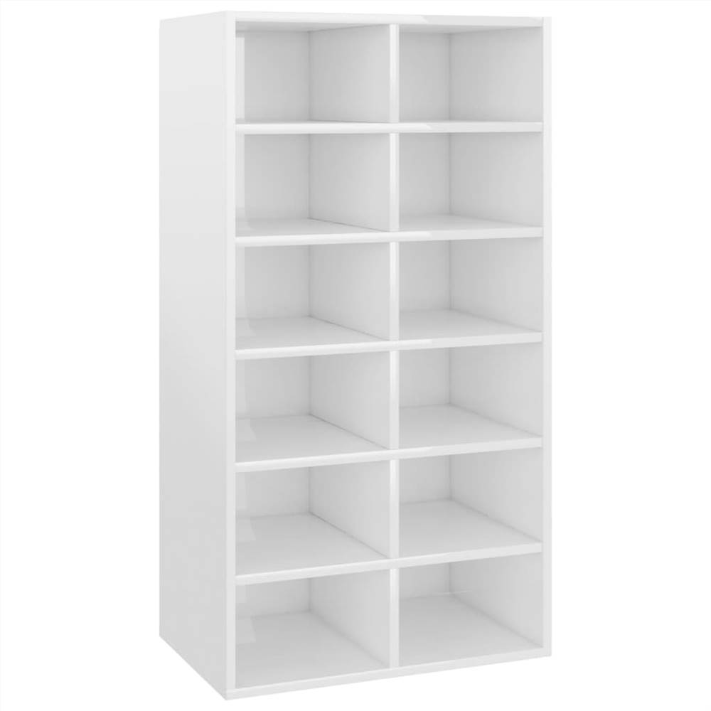 Shoe Rack High Gloss White 54x34x100 cm Chipboard