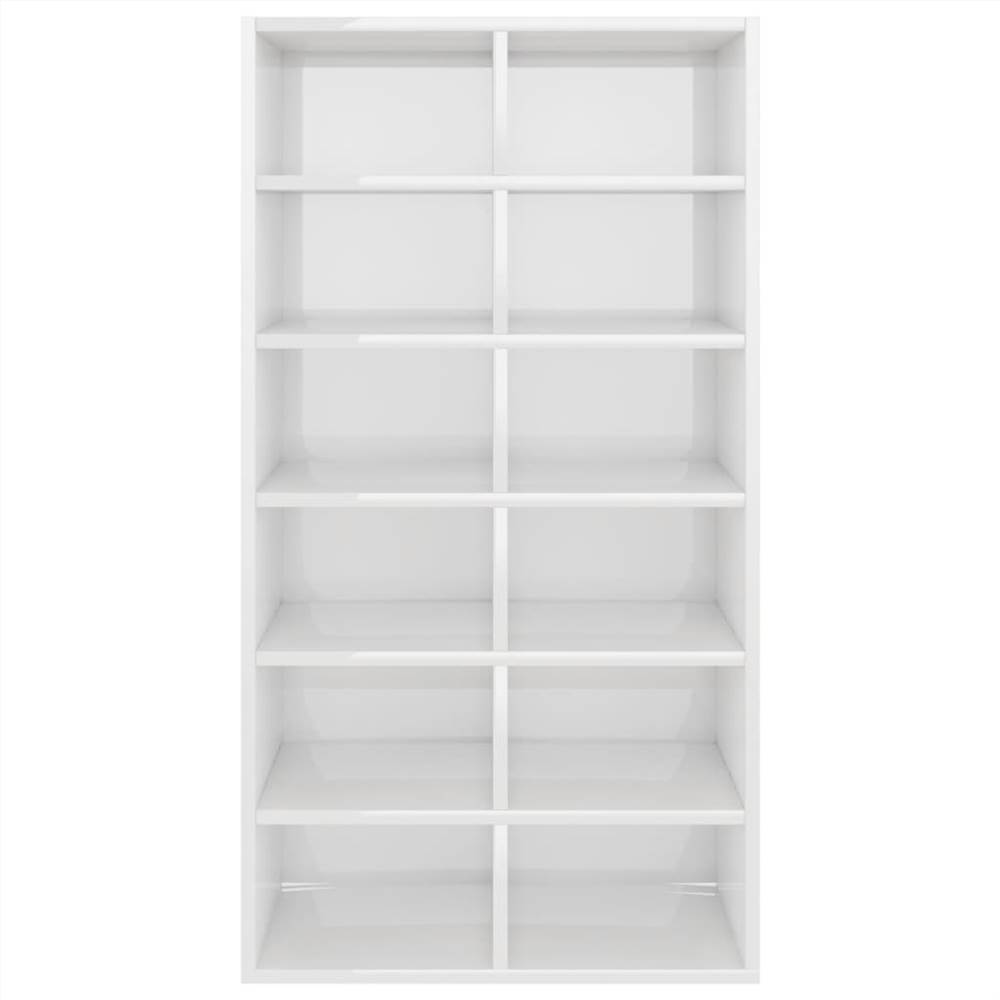 Shoe Rack High Gloss White 54x34x100 cm Chipboard