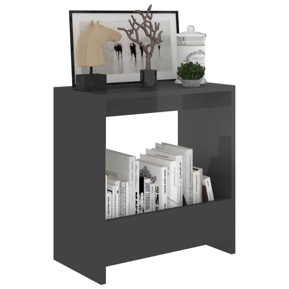 Side Table High Gloss Grey 50x26x50 cm Chipboard