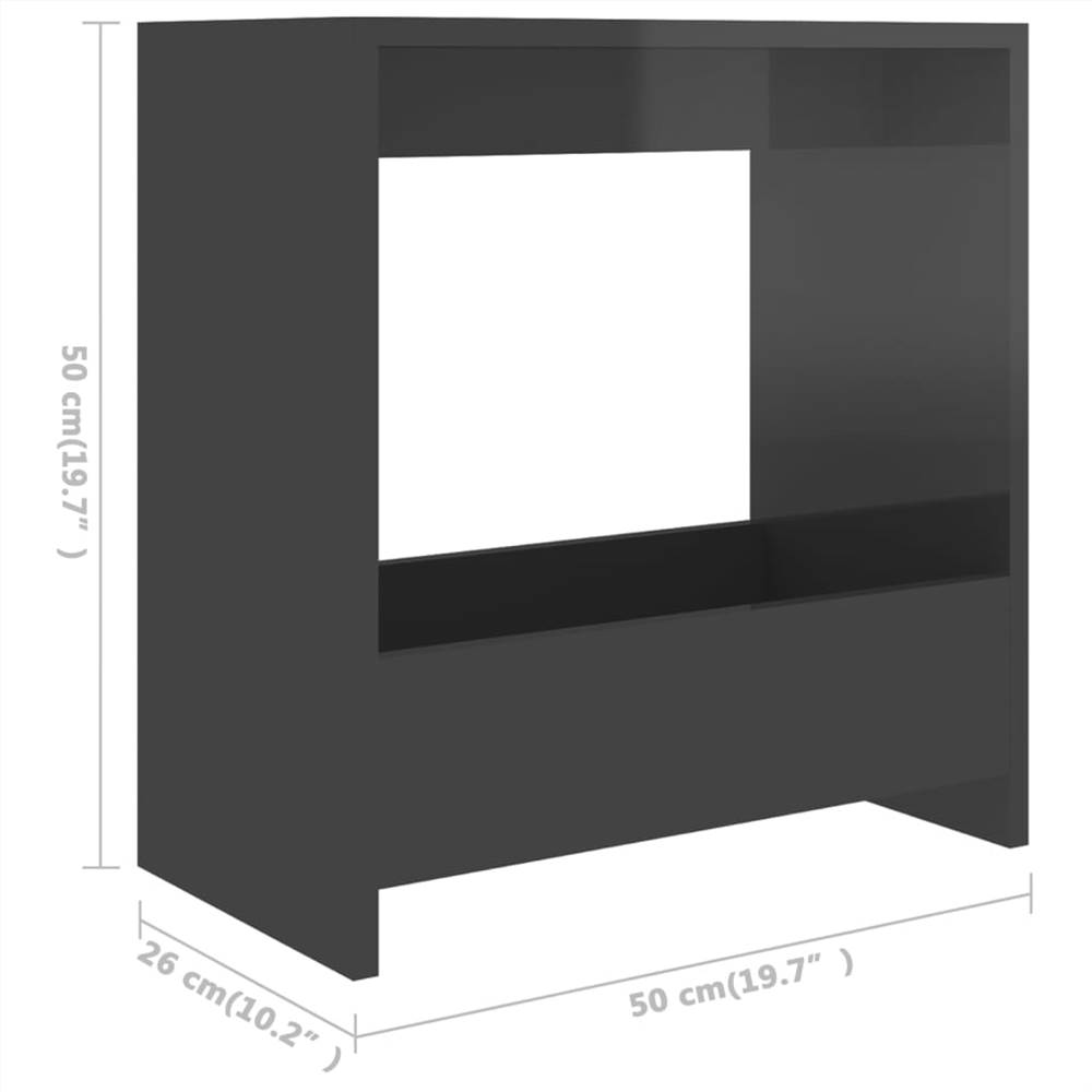 Side Table High Gloss Grey 50x26x50 cm Chipboard