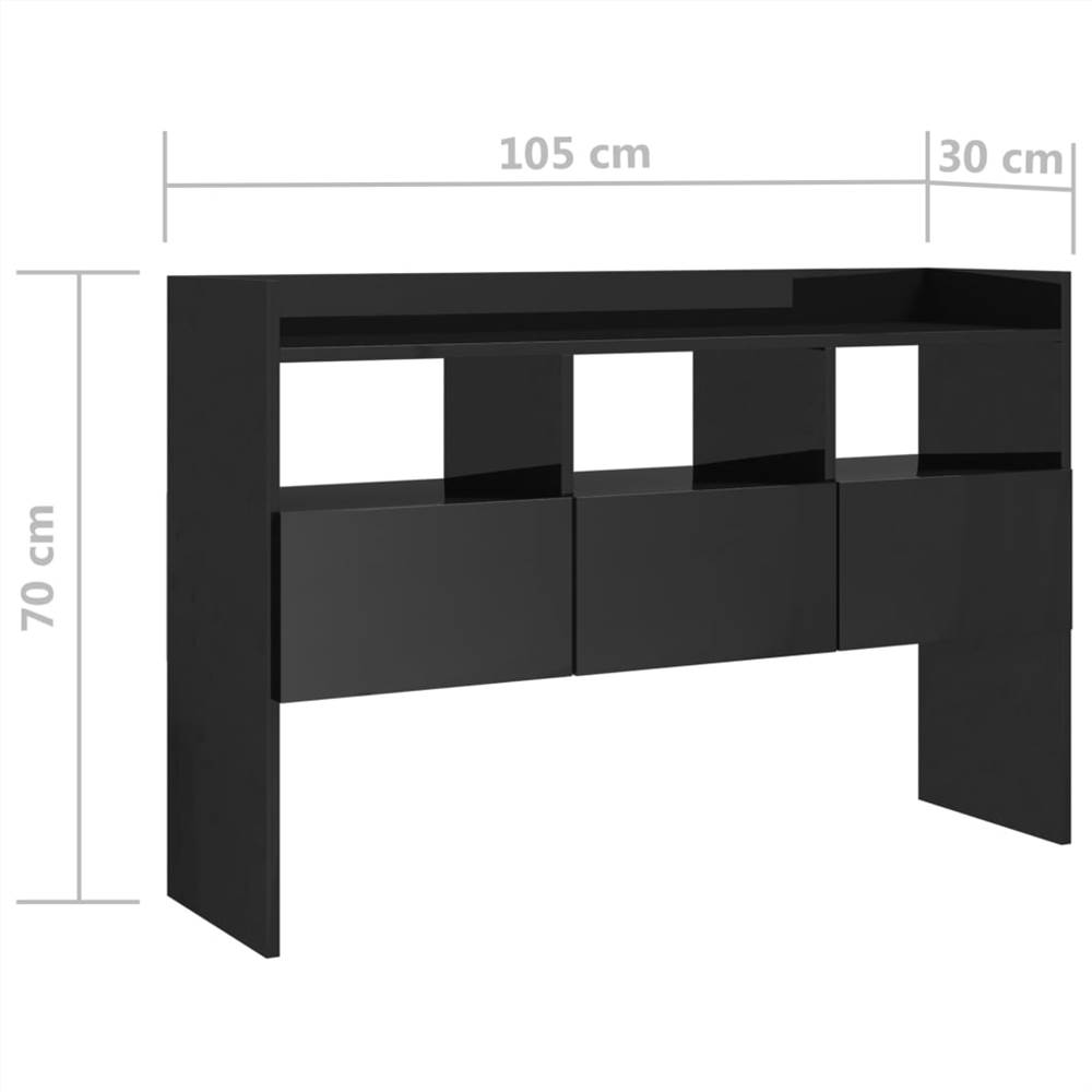 Sideboard High Gloss Black 105x30x70 cm Chipboard