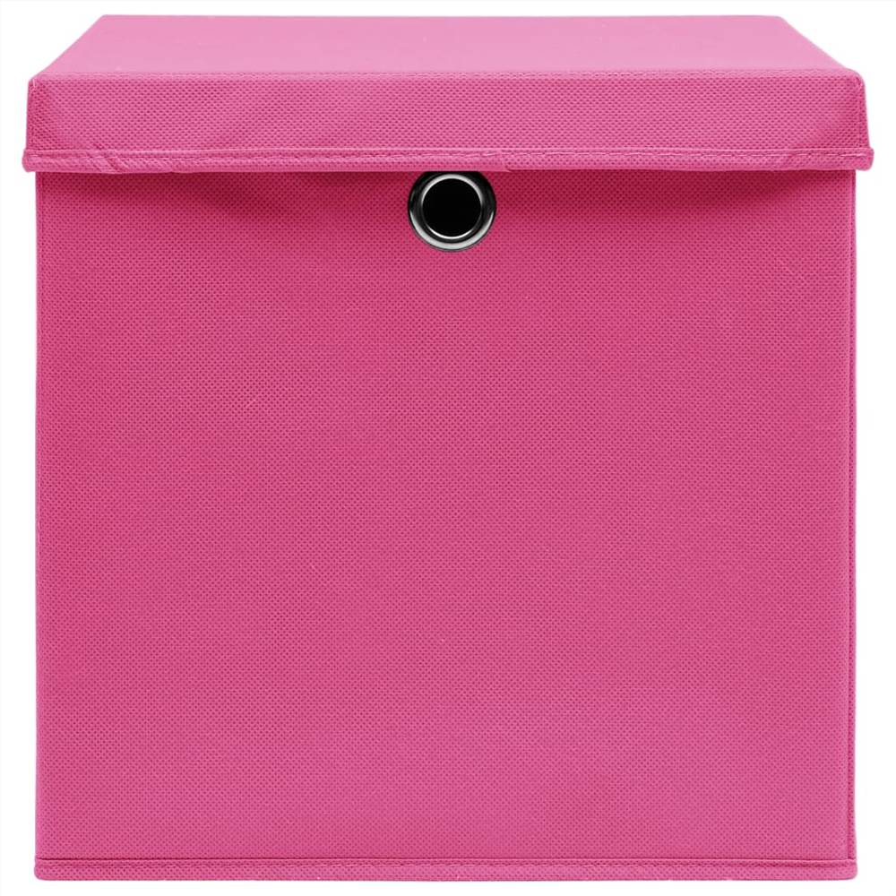 Storage Boxes with Lids 4 pcs Pink 32x32x32 cm Fabric