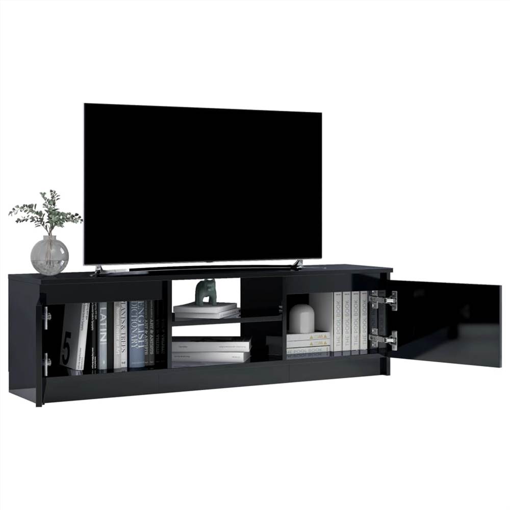 TV Cabinet High Gloss Black 120x30x35.5 cm Chipboard