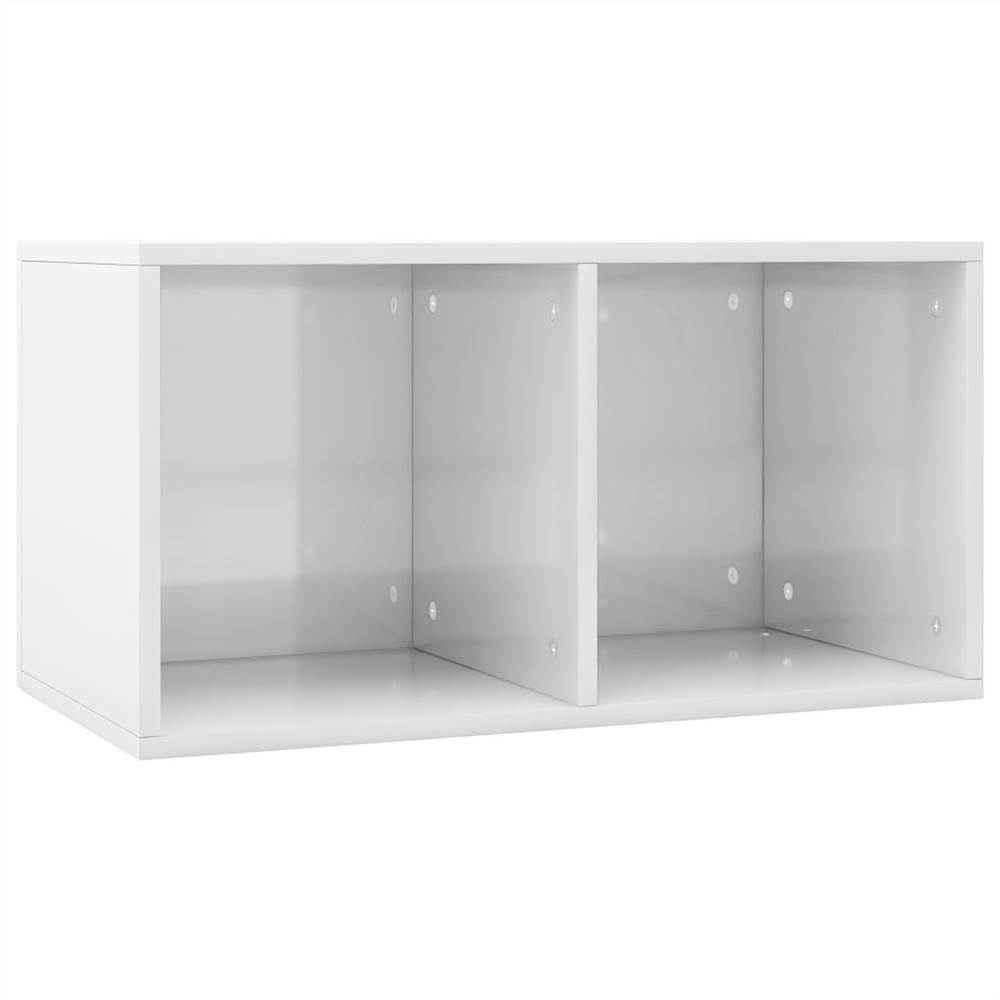 Vinyl Storage Box High Gloss White 71x34x36 cm Chipboard