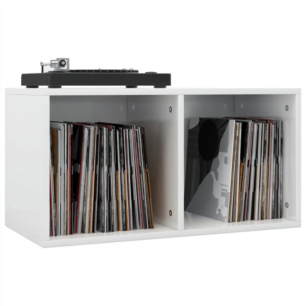 Vinyl Storage Box High Gloss White 71x34x36 cm Chipboard