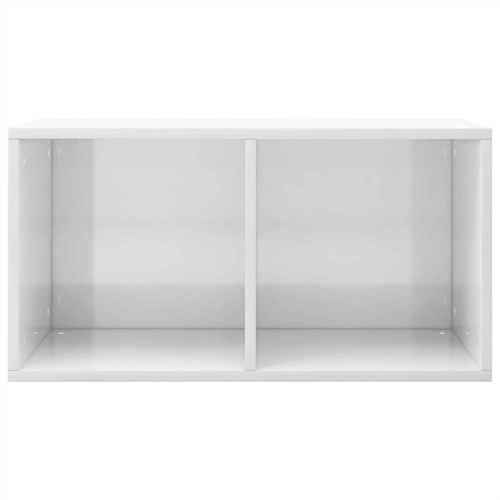 Vinyl Storage Box High Gloss White 71x34x36 cm Chipboard
