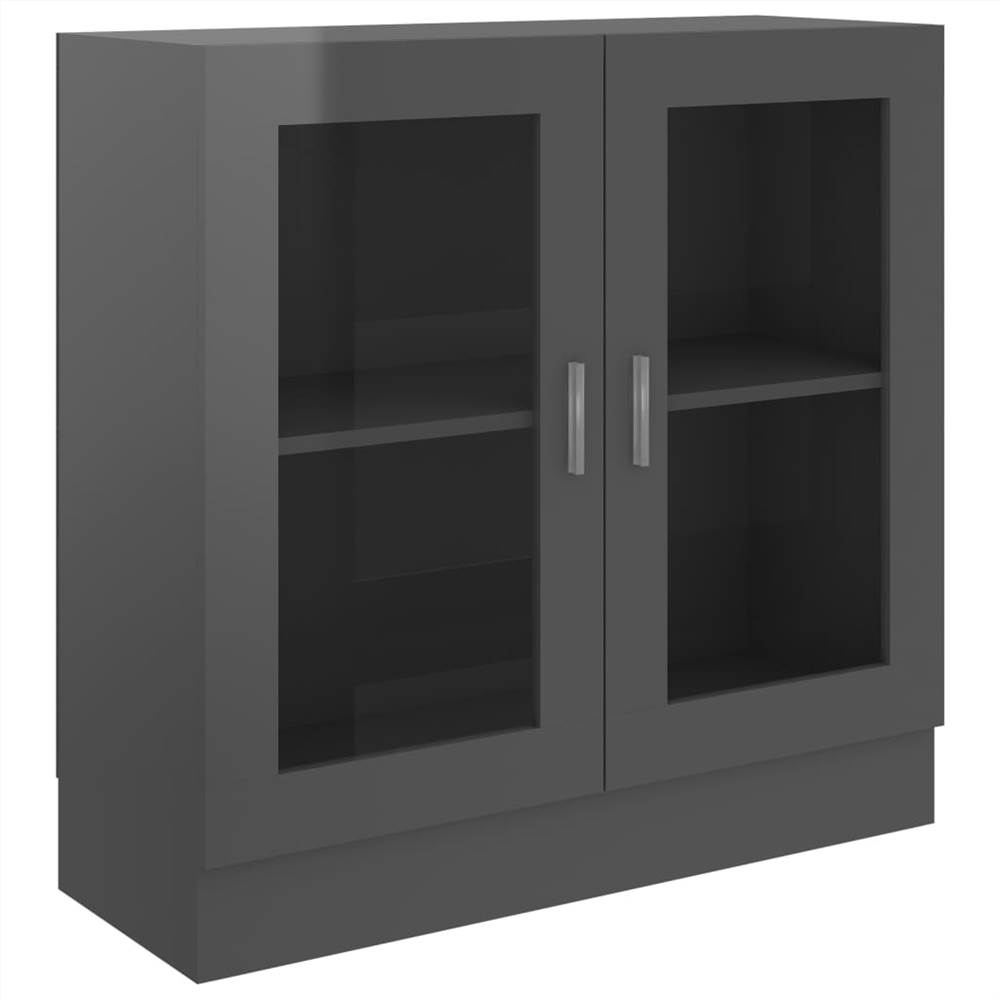Vitrine Cabinet High Gloss Grey 82.5x30.5x80 cm Chipboard