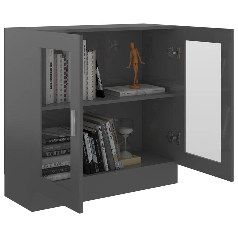 Vitrine Cabinet High Gloss Grey 82.5x30.5x80 cm Chipboard