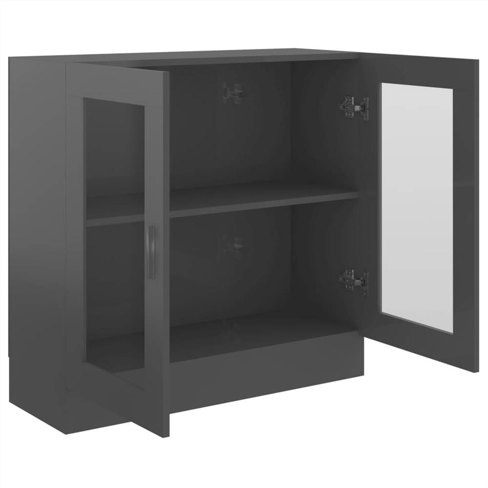 Vitrine Cabinet High Gloss Grey 82.5x30.5x80 cm Chipboard
