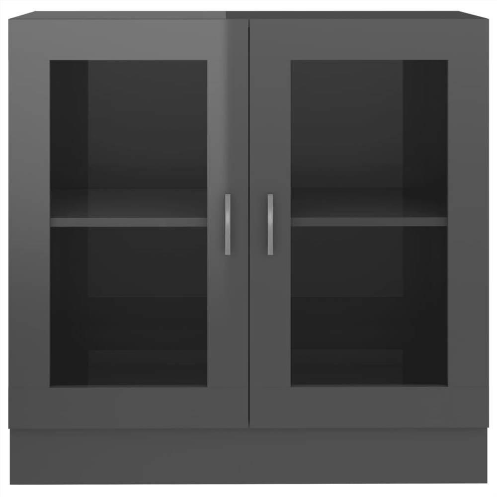 Vitrine Cabinet High Gloss Grey 82.5x30.5x80 cm Chipboard