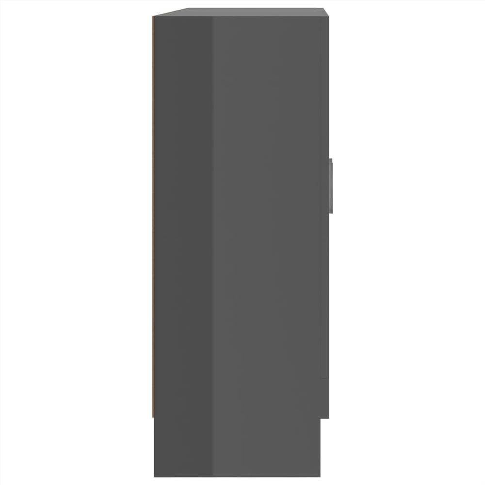 Vitrine Cabinet High Gloss Grey 82.5x30.5x80 cm Chipboard