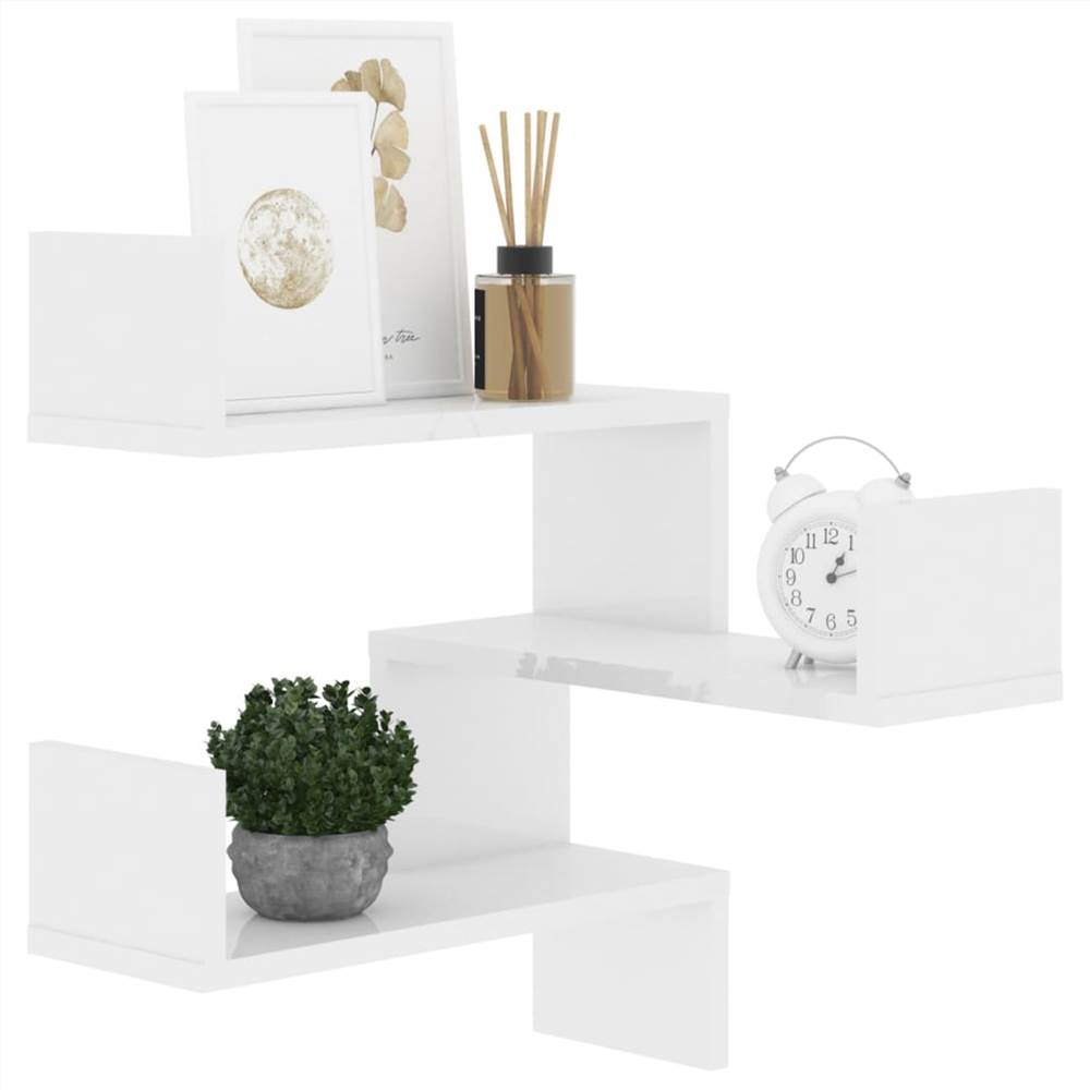 Wall Corner Shelf High Gloss White 40x40x50 cm Chipboard