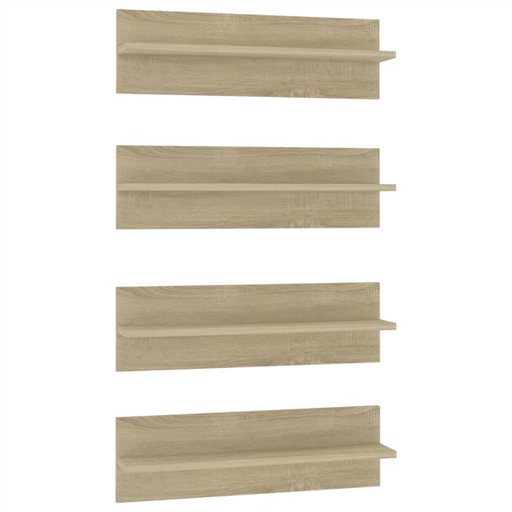 Wall Shelves 4 pcs Sonoma Oak 60x11.5x18 cm Chipboard