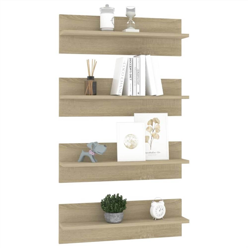 Wall Shelves 4 pcs Sonoma Oak 60x11.5x18 cm Chipboard