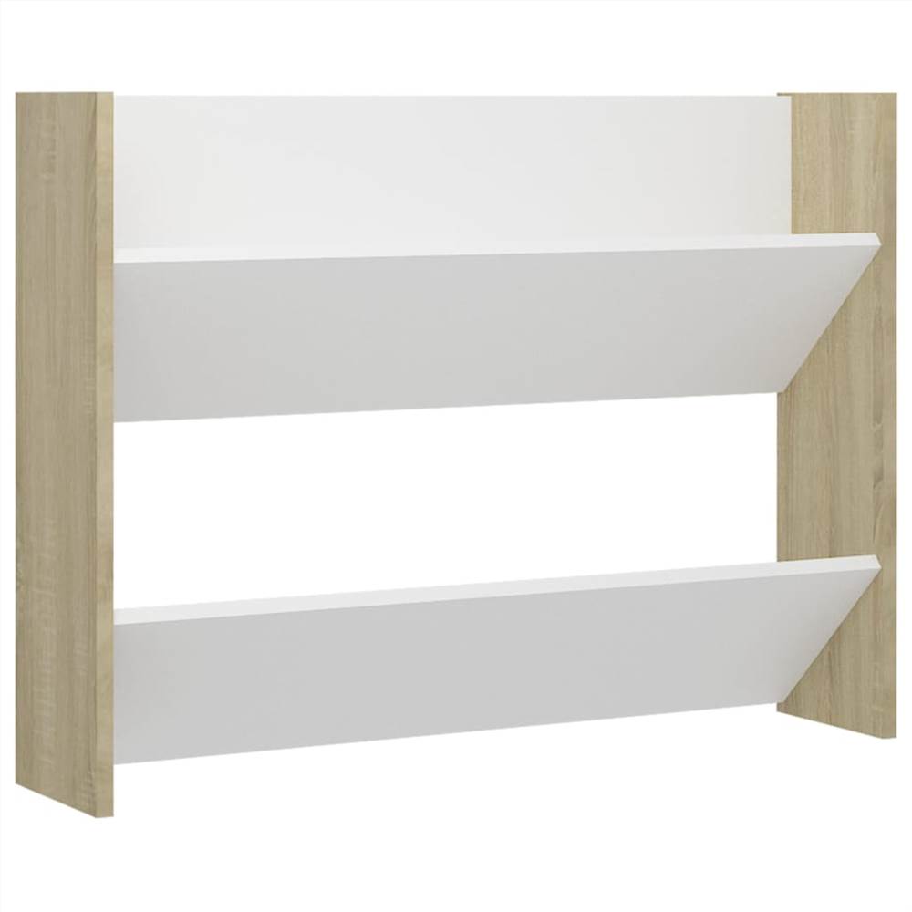 Wall Shoe Cabinets 2 pcs White&Sonoma Oak 80x18x60 cm Chipboard