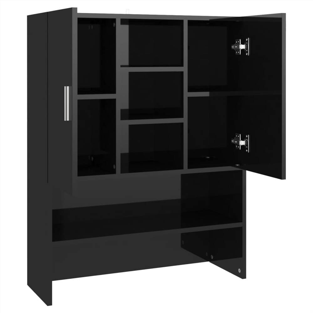 Washing Machine Cabinet High Gloss Black 70.5x25.5x90 cm