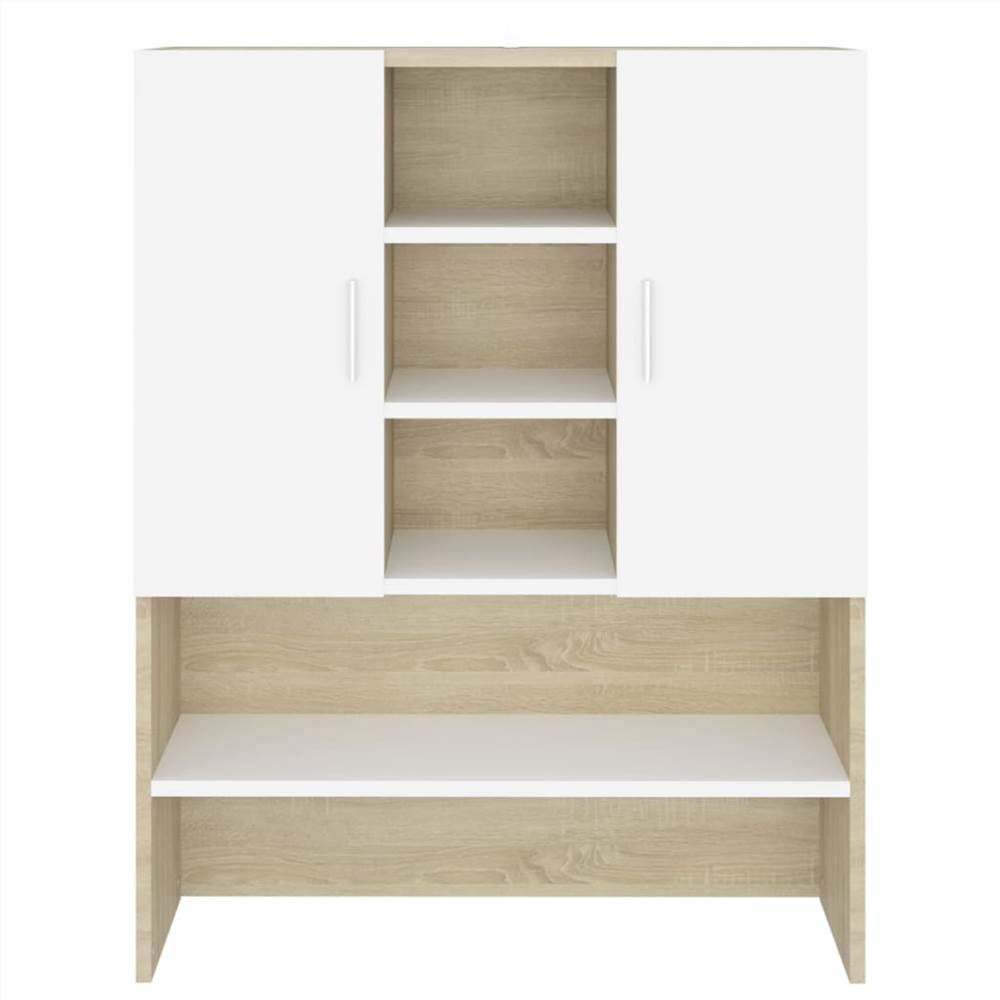 Washing Machine Cabinet White and Sonoma Oak 70.5x25.5x90 cm