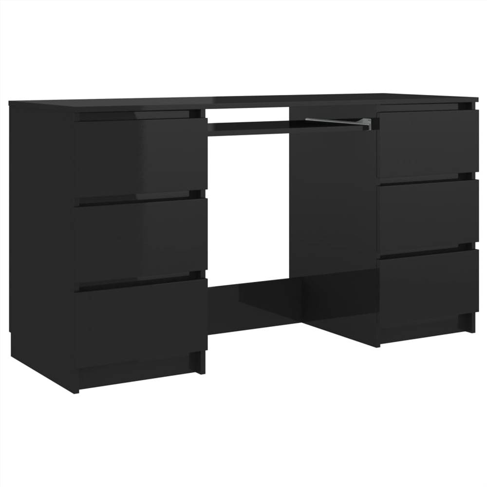 Writing Desk High Gloss Black 140x50x77 cm Chipboard