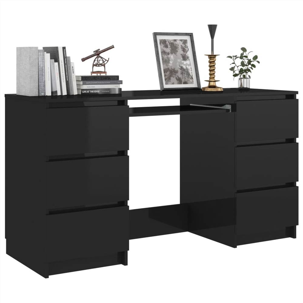 Writing Desk High Gloss Black 140x50x77 cm Chipboard